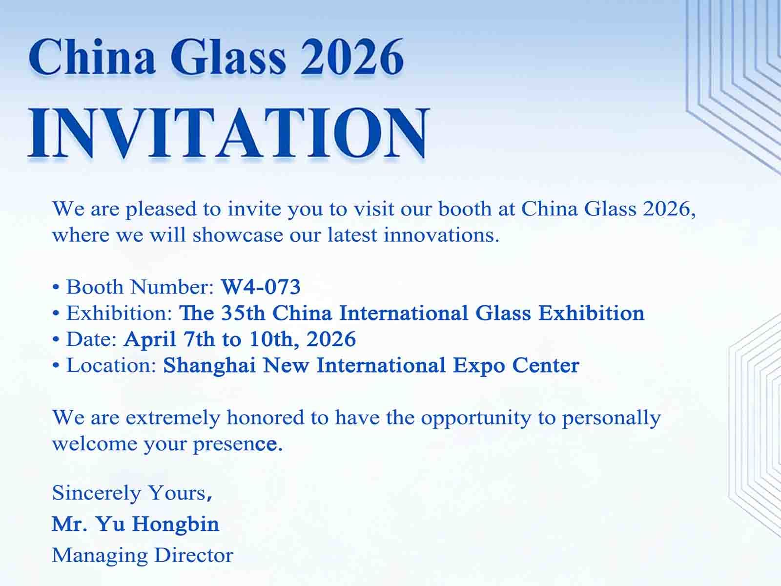 Últimos blogs da empresa sobre China Glass 2026 será realizada em Xangai